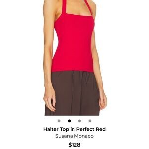Susana Monaco Bright Red Square-Neck Halter Tank